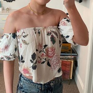 urban outfitters floral off the shoulder top